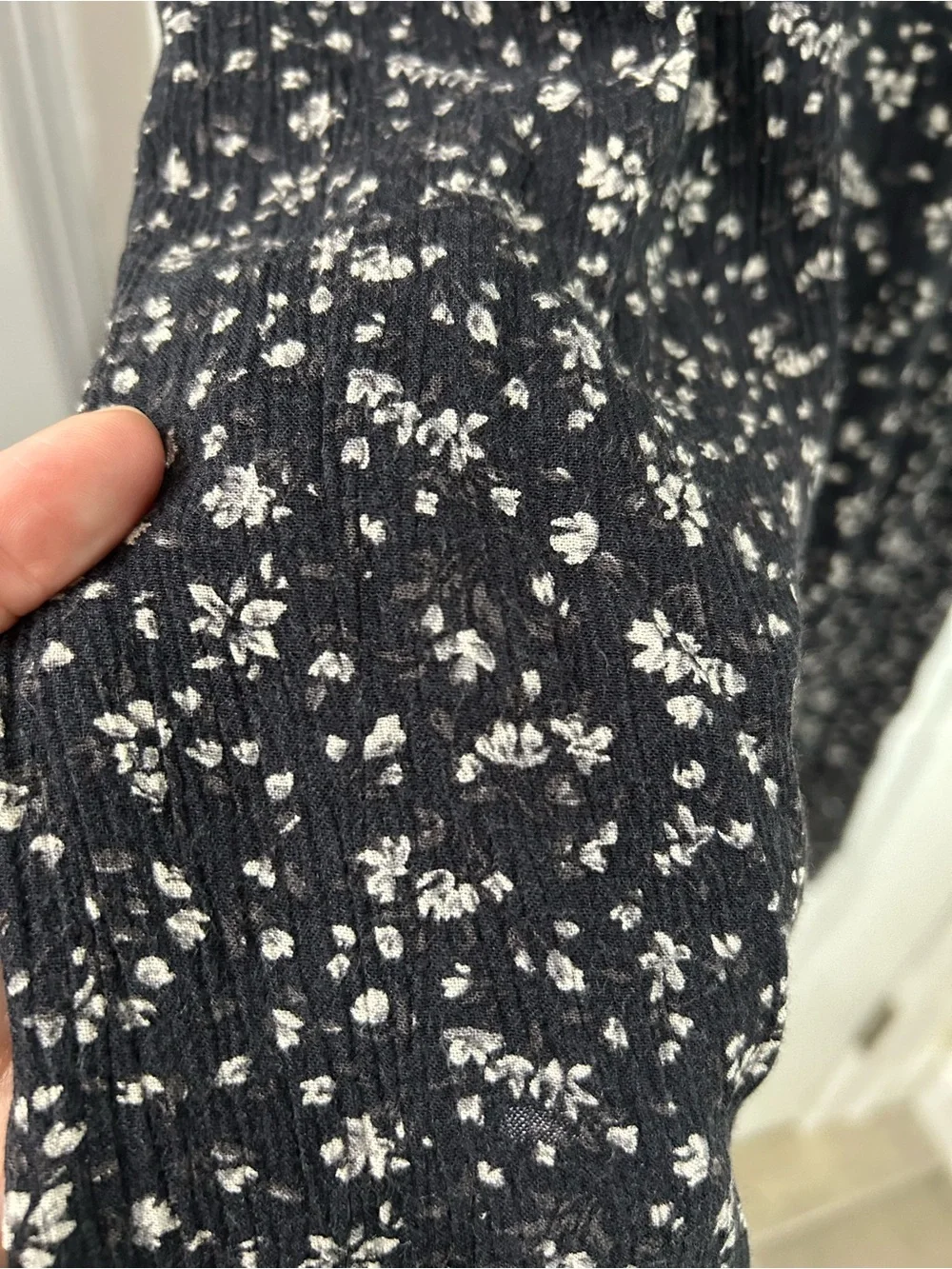 abercrombie kids Black Floral Short Sleeve Smocked Dress